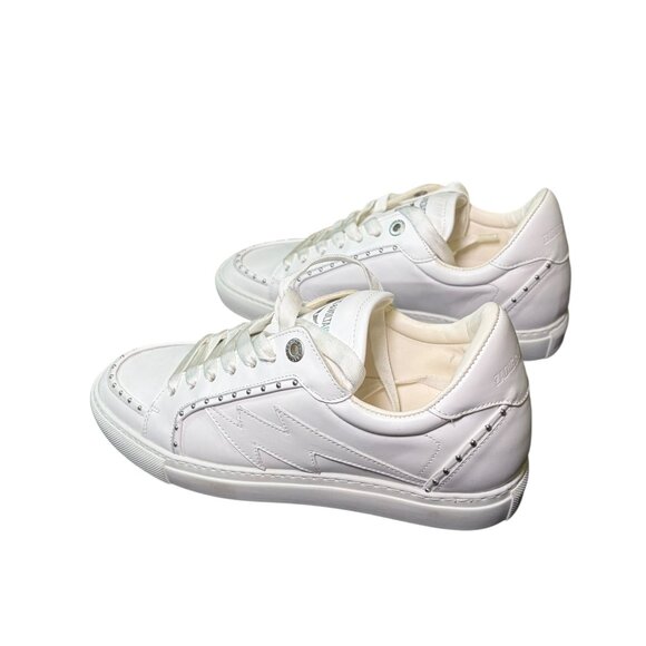 Zadig & Voltaire Flash Studded White Leather Sneakers | Size 40 (9) - Picture 7 of 9